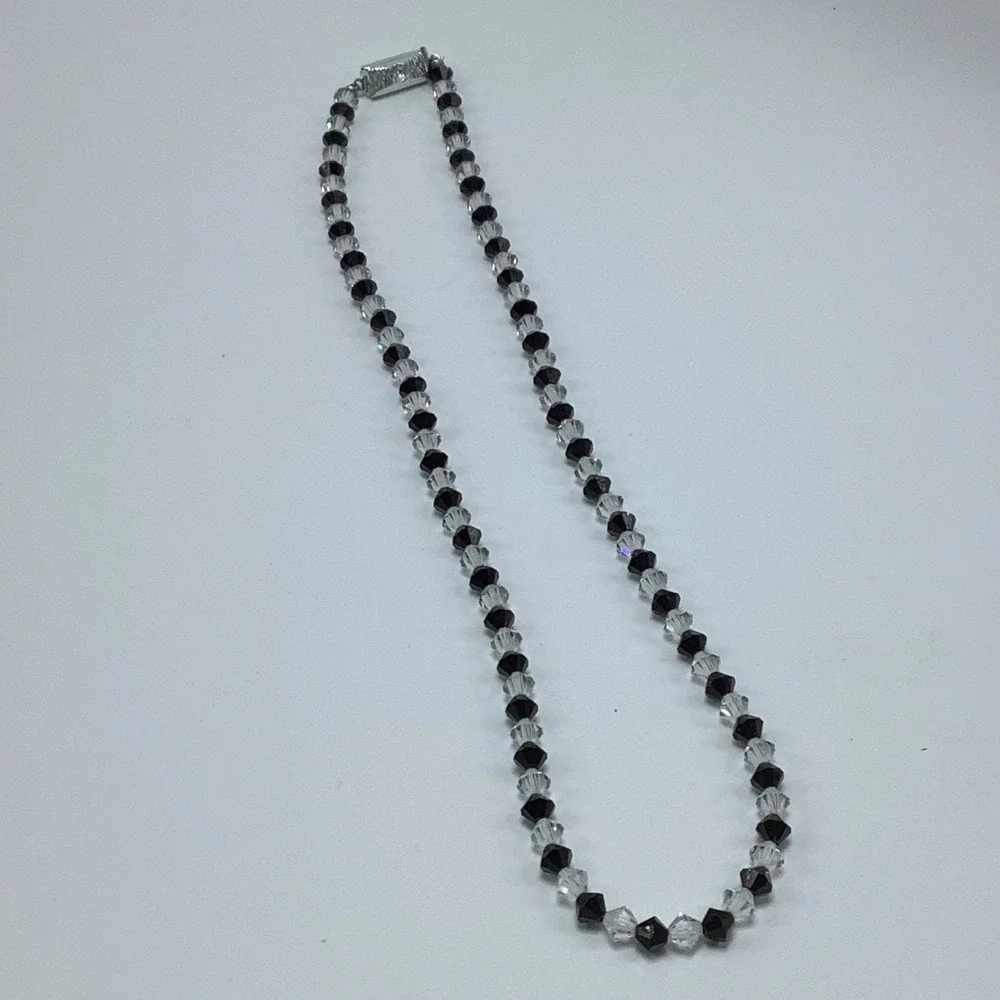 Black‎ & Clear Faceted Beaded Necklace Bicone Crystals